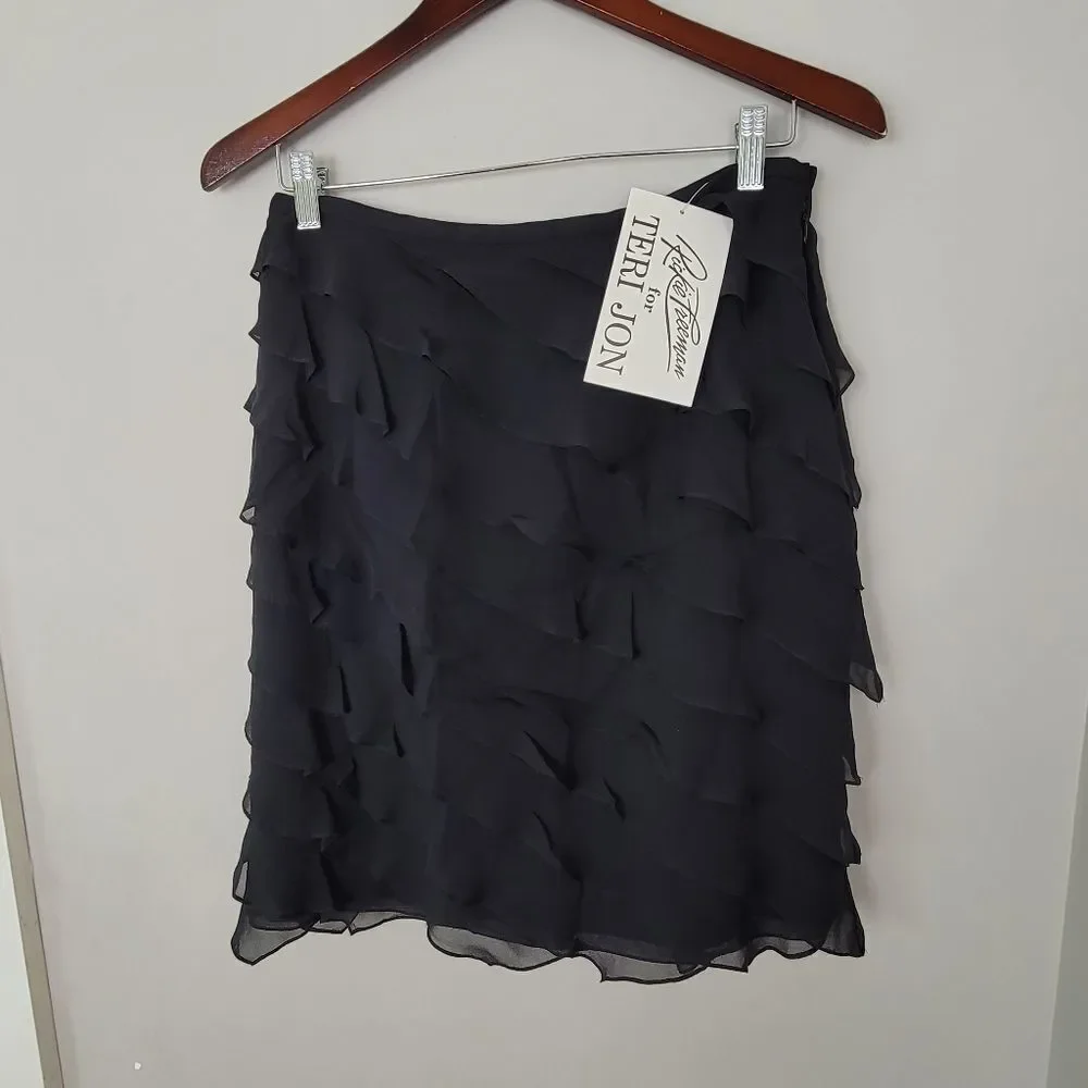 Rickie Freeman for Teri Jon Tiered Silk Skirt 10